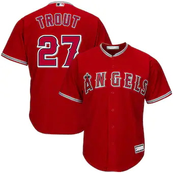 mens mike trout red los angeles angels big and tall replica
